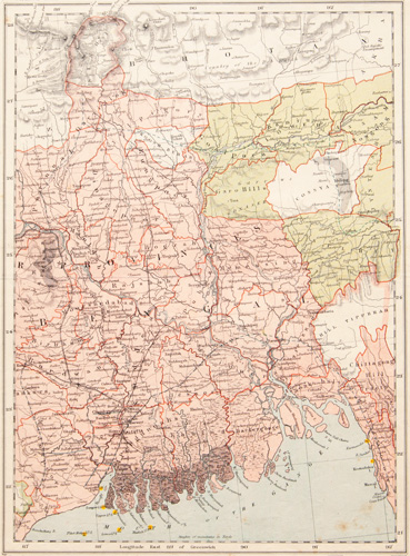 India antique map 1884-1887